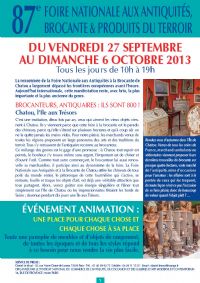 Foire aux antiquités, brocante et produits du terroir de Chatou. Du 27 septembre au 6 octobre 2013 à Chatou. Yvelines. 